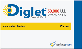 Diglet vitamina D3 de 50,000UI 4 tabletas blandas